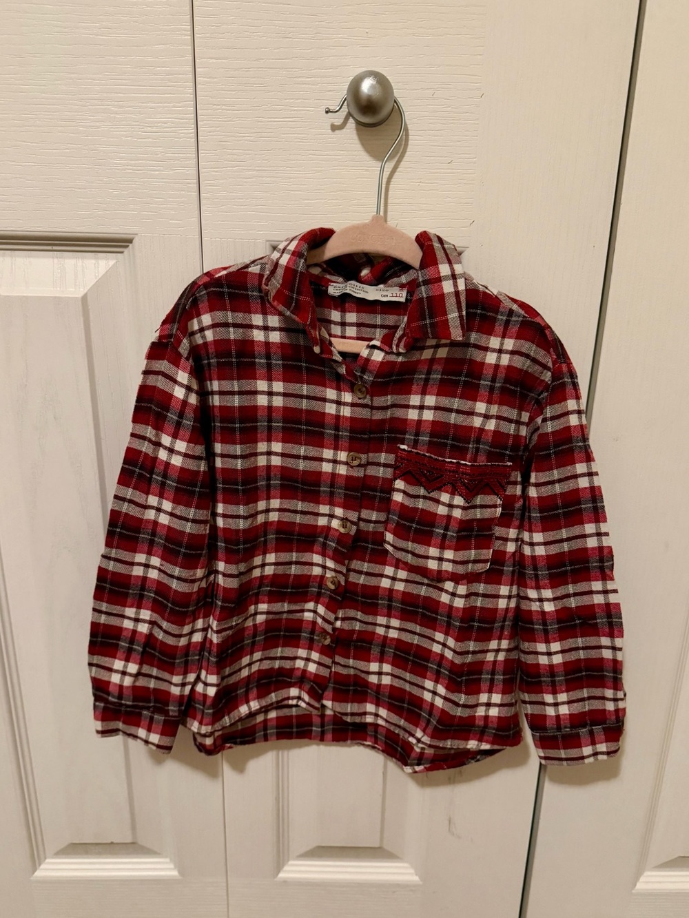 Zara Red and White Plaid Button-Down Shirt